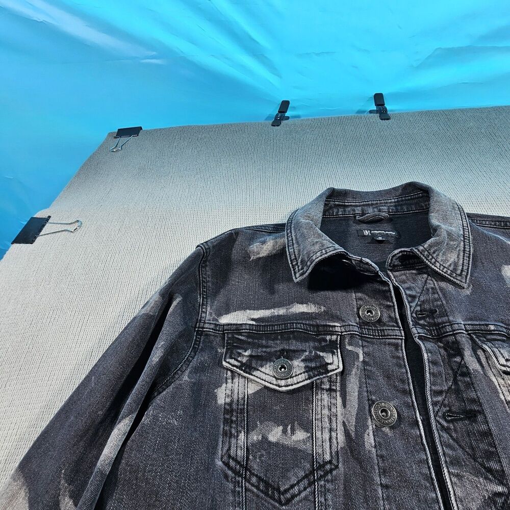NWT Inc International Concepts Jacket Men Medium stone wash heart denim - Picture 5 of 11